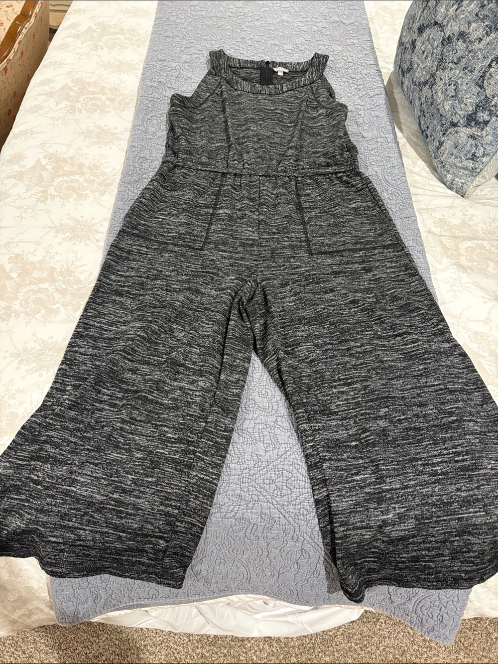 Talbots Heathered Gray Wide-Leg Knit Jumpsuit